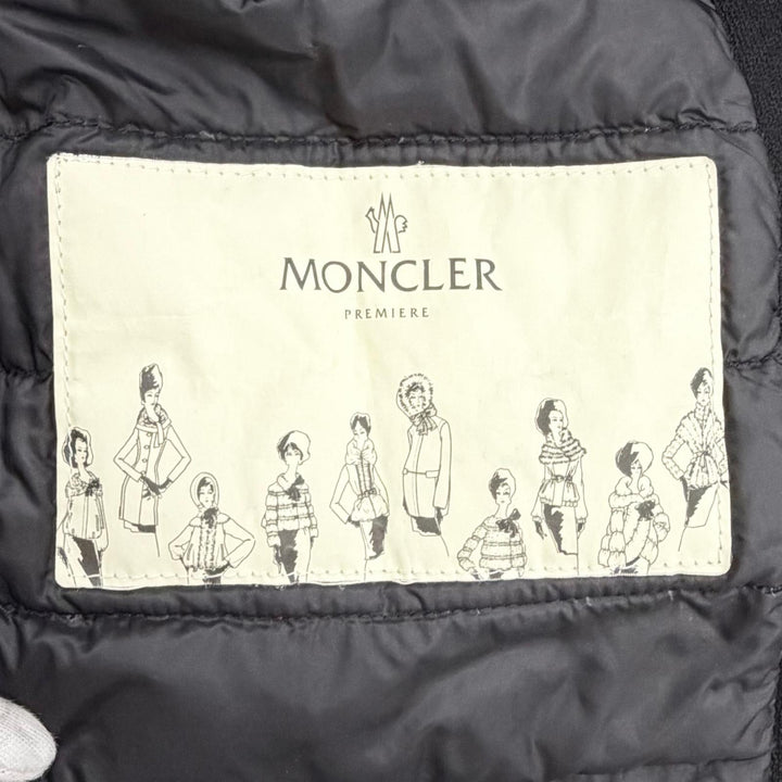 美品△MONCLER モンクレール PREMIERE NOISETTE ウール100％ 襟ミンクショール付き ダブルブレスト ダウンコート ブラック 0 伊製 正規品