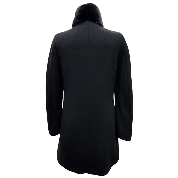 美品△MONCLER モンクレール PREMIERE NOISETTE ウール100％ 襟ミンクショール付き ダブルブレスト ダウンコート ブラック 0 伊製 正規品