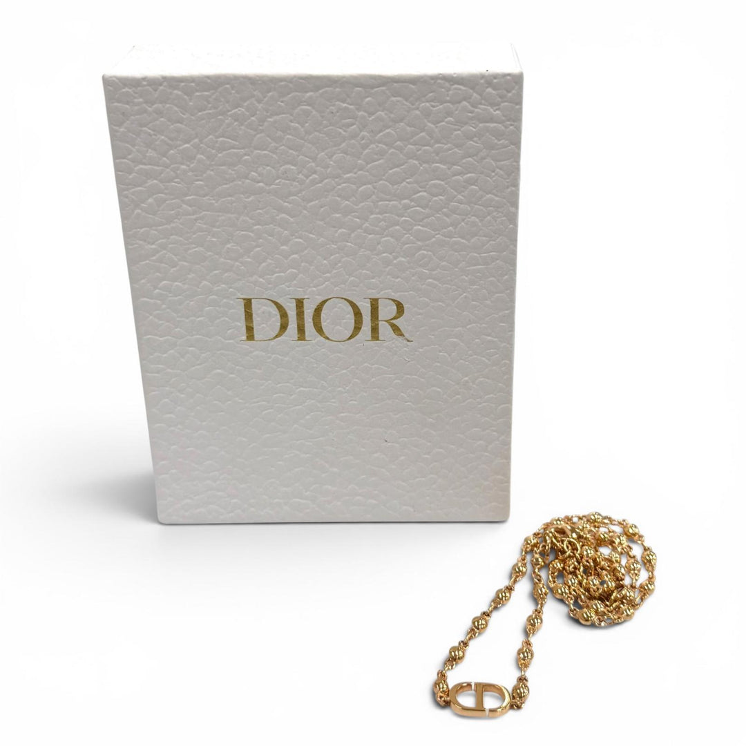 極美品★DIOR ディオール Petit CD プチ CD CDロゴ ボール ネックレス ペンダント アクセサリー ピンクゴールド レディース 箱付き
