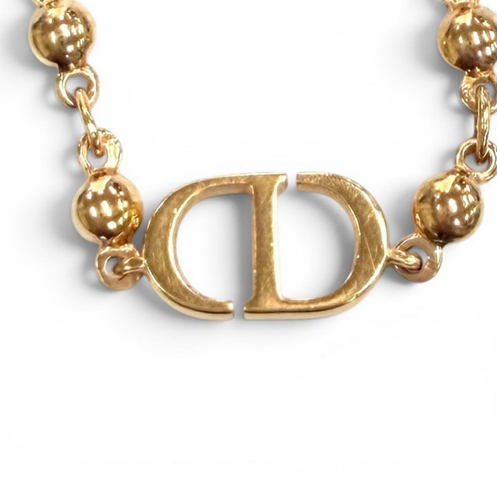 極美品★DIOR ディオール Petit CD プチ CD CDロゴ ボール ネックレス ペンダント アクセサリー ピンクゴールド レディース 箱付き