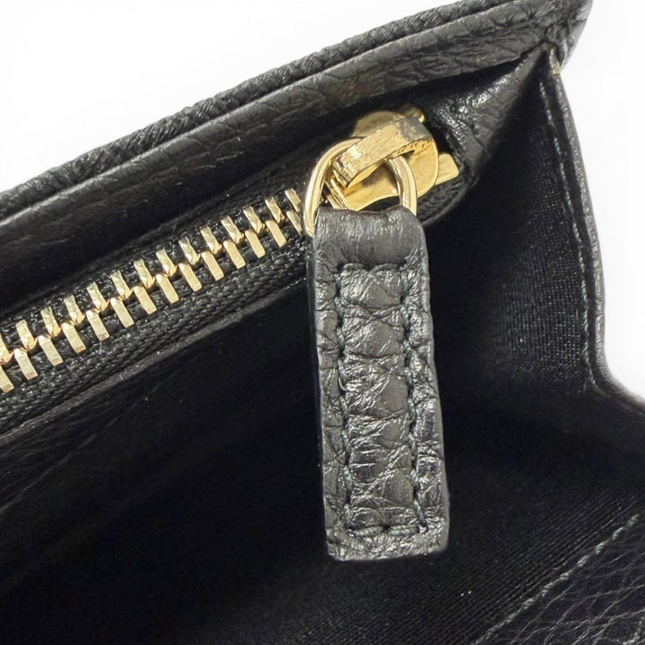 美品□BVLGARI ブルガリ キャンバス レザー ロゴ総柄 レザーストラップ付 ブルガリブルガリ ショルダーウォレット 長財布 黒 イタリア製