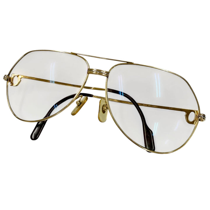 美品▼Cartier カルティエ ヴィンテージ ヴァンドーム ティアドロップ サングラス ゴールド ボルドー 52□14 140 度入 フランス製 メンズ
