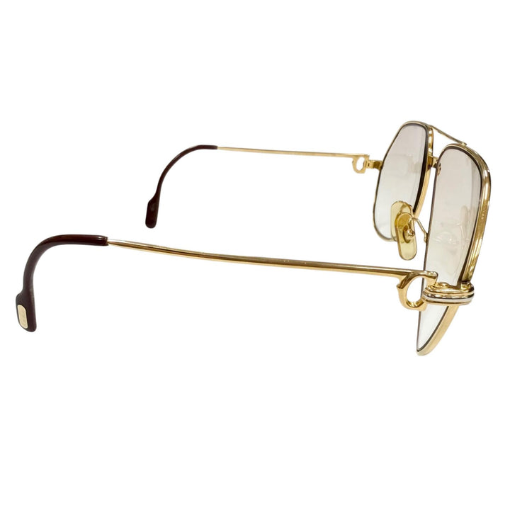 美品▼Cartier カルティエ ヴィンテージ ヴァンドーム ティアドロップ サングラス ゴールド ボルドー 52□14 140 度入 フランス製 メンズ