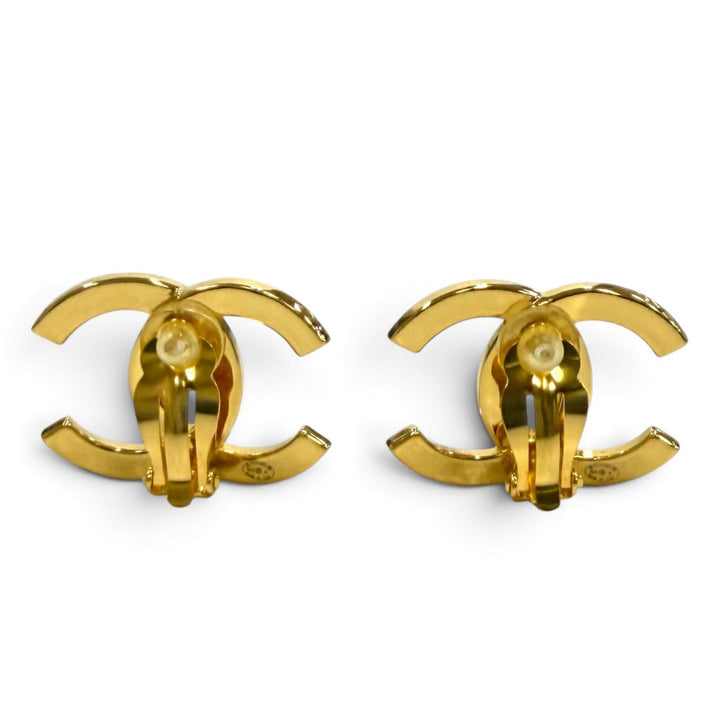 美品★CHANEL シャネル B20A ココマーク ロゴデザイン 大振り イヤリング アクセサリー ゴールド イタリア製 レディース