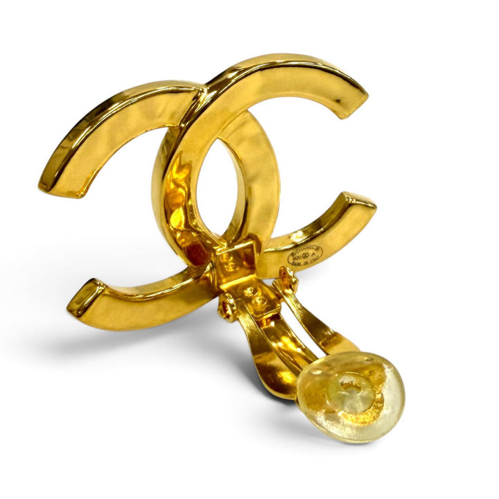 美品★CHANEL シャネル B20A ココマーク ロゴデザイン 大振り イヤリング アクセサリー ゴールド イタリア製 レディース
