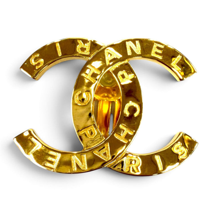 美品★CHANEL シャネル B20A ココマーク ロゴデザイン 大振り イヤリング アクセサリー ゴールド イタリア製 レディース