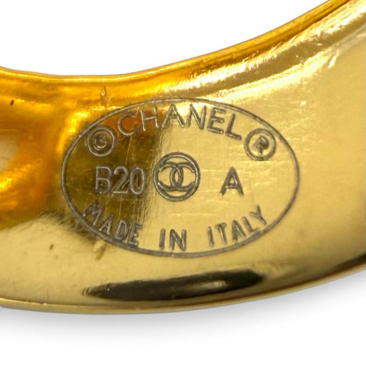 美品★CHANEL シャネル B20A ココマーク ロゴデザイン 大振り イヤリング アクセサリー ゴールド イタリア製 レディース