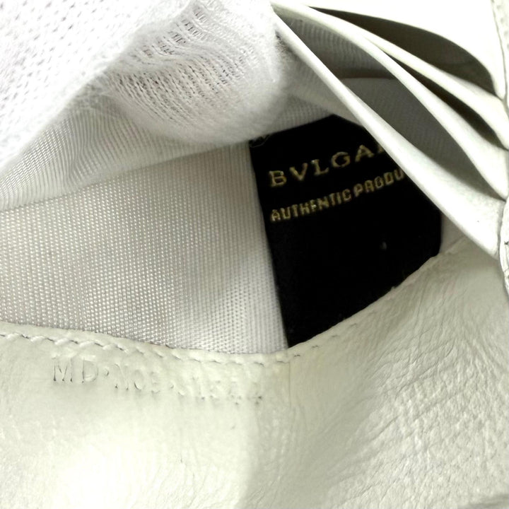 美品★BVLGARI ブルガリ パレンテシ レザー 二つ折り財布 コンパクトウォレット ホワイト ゴールド金具 イタリア製 レディース 箱付き