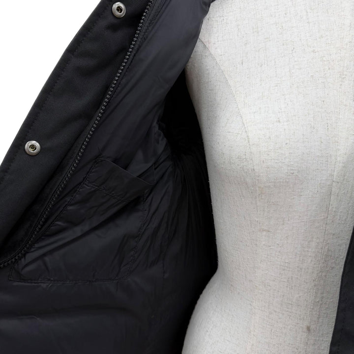 美品☆Pyrenex ピレネックス BORDEAUX ラクーンファー・フード付 ZIP UP ダウンコート ダウンジャケット ブラック 36 正規品 レディース