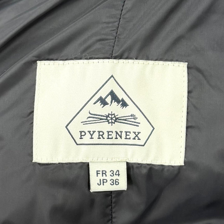 美品☆Pyrenex ピレネックス BORDEAUX ラクーンファー・フード付 ZIP UP ダウンコート ダウンジャケット ブラック 36 正規品 レディース