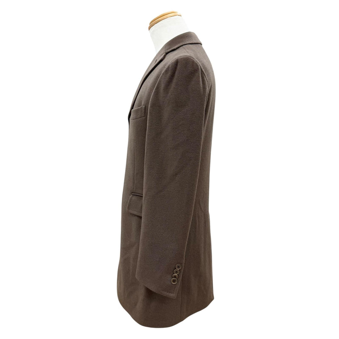 極美品▼TAGLIATORE タリアトーレ カシミヤ100% ロゴ入りボタン シングル チェスターコート ブラウン 44 イタリア製 正規品 メンズ