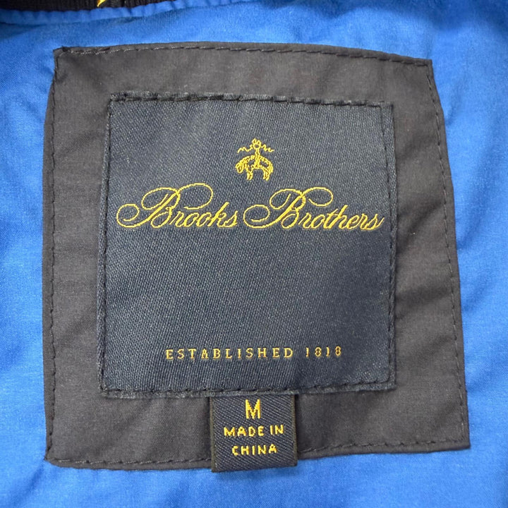 極美品□Brooks Brothers ブルックスブラザーズ バックロゴ刺繍 ダブルジップ 2WAY ダウンベスト ダウンジャケット ネイビー M 正規品