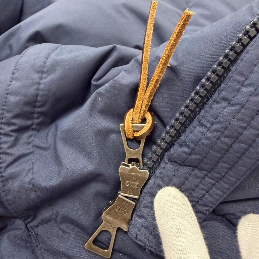 極美品□Brooks Brothers ブルックスブラザーズ バックロゴ刺繍 ダブルジップ 2WAY ダウンベスト ダウンジャケット ネイビー M 正規品