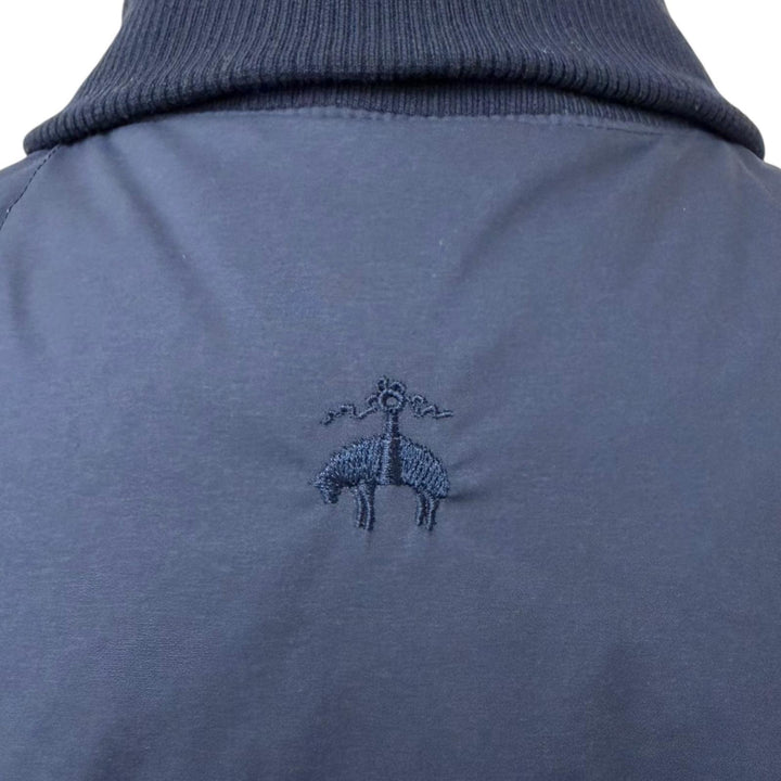 極美品□Brooks Brothers ブルックスブラザーズ バックロゴ刺繍 ダブルジップ 2WAY ダウンベスト ダウンジャケット ネイビー M 正規品