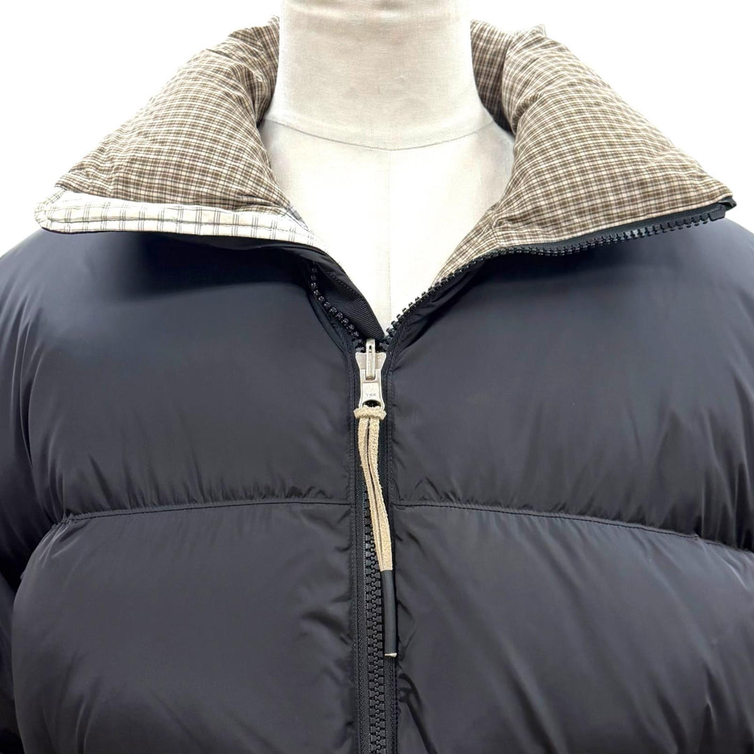 極美品▼TANAKA タナカ ST-124 NEW CLASSIC DOWN JACKET 裏地チェック柄 ジップアップ ダウンジャケット ブラック XL 正規品 メンズ