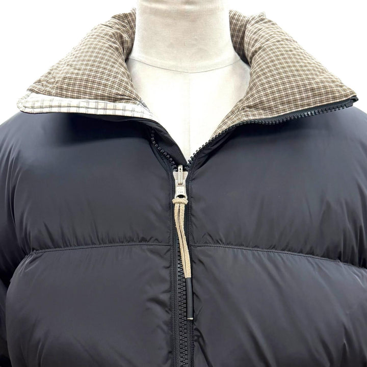 極美品▼TANAKA タナカ ST-124 NEW CLASSIC DOWN JACKET 裏地チェック柄 ジップアップ ダウンジャケット ブラック XL 正規品 メンズ