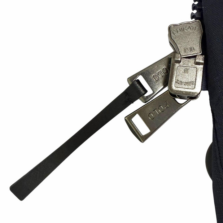 極美品□POLO RALPH LAUREN ポロ ラルフローレン 一部レザー使用 ファーフーデッド ダウンコート ダウンジャケット ネイビー M 正規品