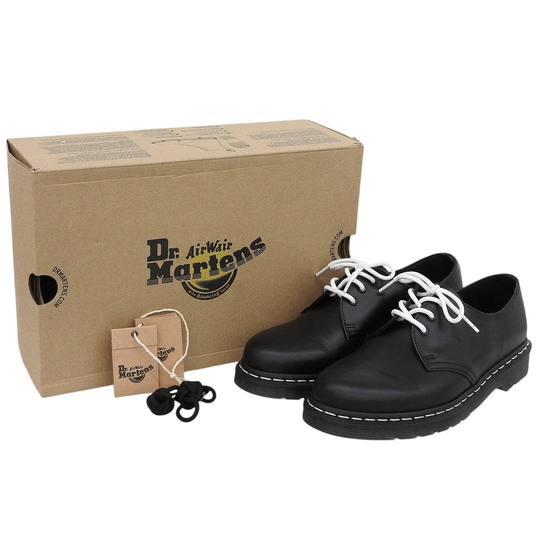 未使用品▲Dr.Martens ドクターマーチン 24757 1461 ホワイトステッチ 3ホール レザーシューズ ブラック UK8 メンズ 箱付き