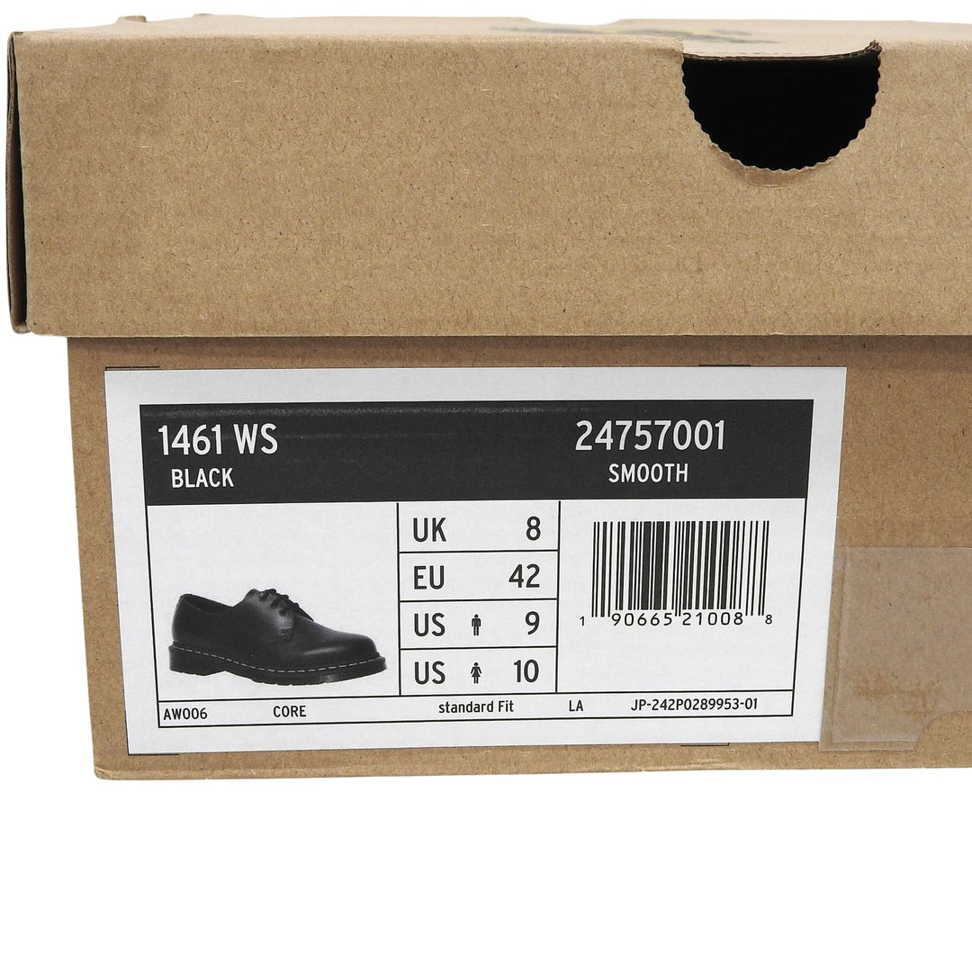 未使用品▲Dr.Martens ドクターマーチン 24757 1461 ホワイトステッチ 3ホール レザーシューズ ブラック UK8 メンズ 箱付き