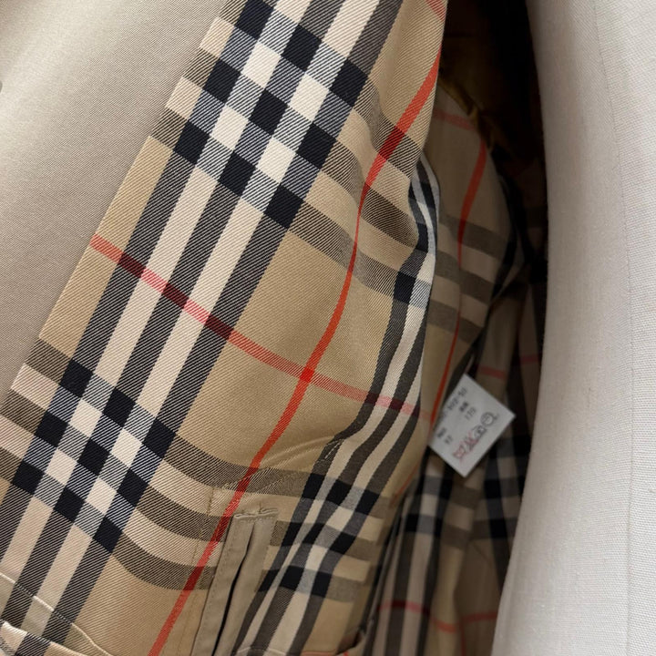 美品▼Burberrys バーバリー ヴィンテージ 裏地ノバチェック柄 比翼仕立て ステンカラーコート ベージュ 92 170(Mサイズ相当) メンズ