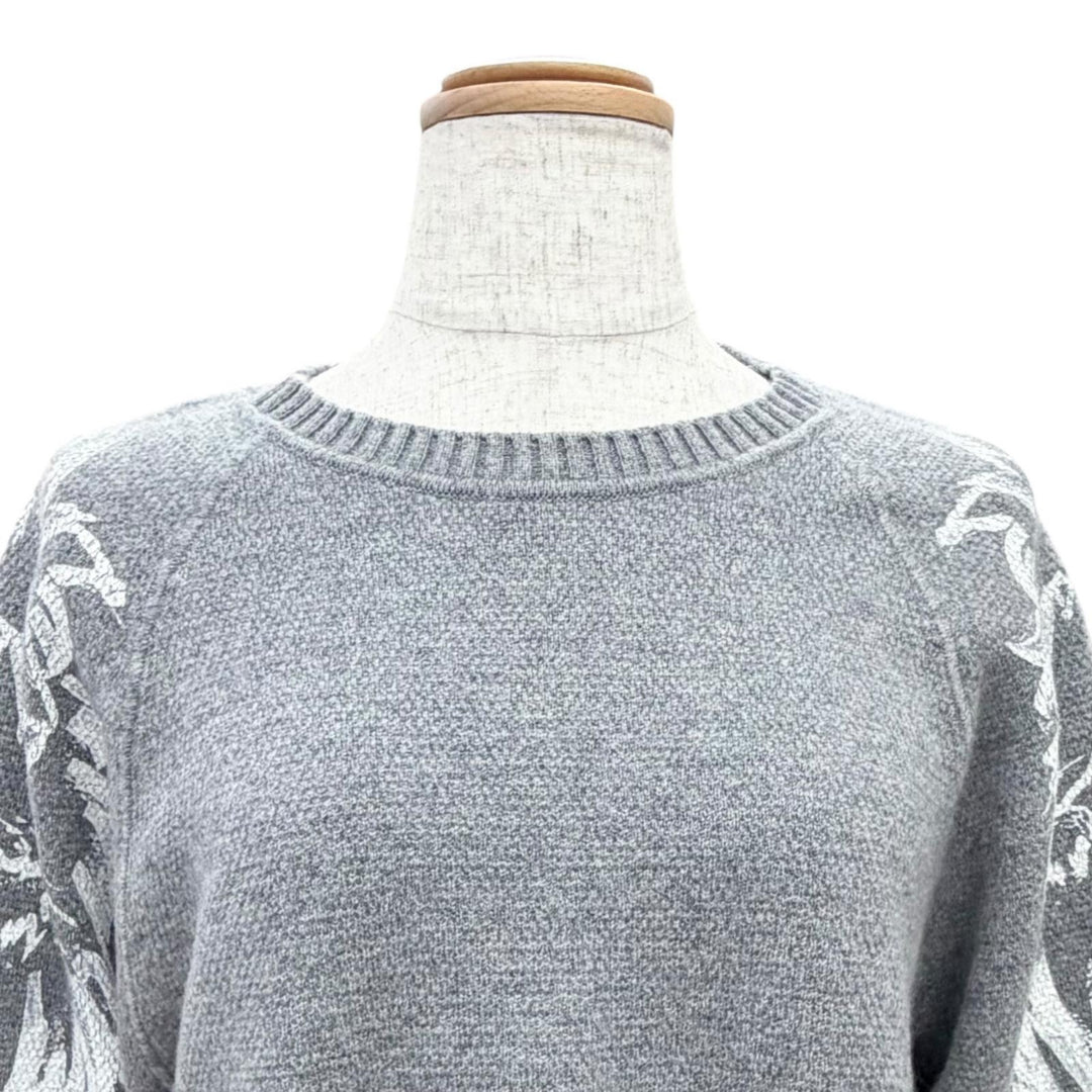 極美品△CHANEL シャネル P50112 カシミヤ100％ ライオン クルーネック 長袖 ニット セーター グレー 38 イタリア製 正規品 レディース
