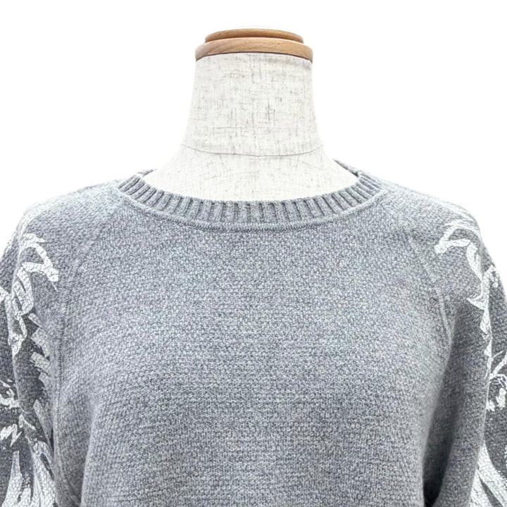 極美品△CHANEL シャネル P50112 カシミヤ100％ ライオン クルーネック 長袖 ニット セーター グレー 38 イタリア製 正規品 レディース