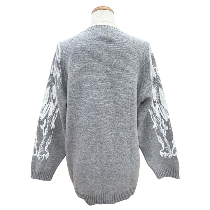 極美品△CHANEL シャネル P50112 カシミヤ100％ ライオン クルーネック 長袖 ニット セーター グレー 38 イタリア製 正規品 レディース