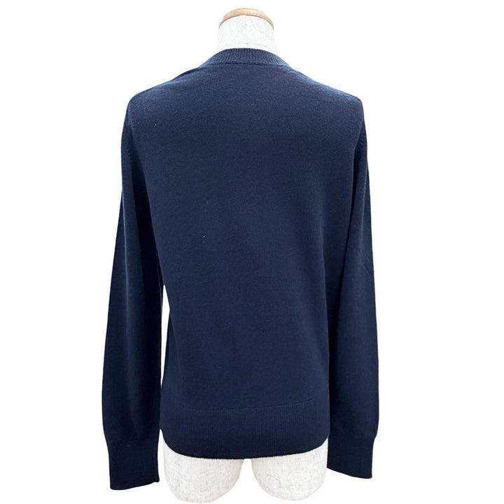 美品△CHANEL シャネル P57330 GABRELLE COCO カシミヤ100％ ココマーク 長袖 ニット セーター ネイビー マルチカラー 36 英国製 正規品