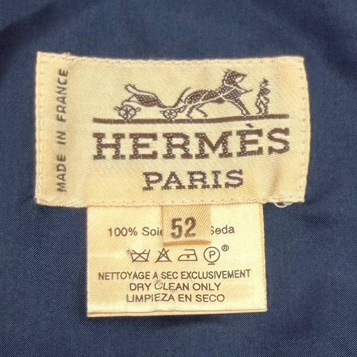 極美品▼HERMES エルメス ヴィンテージ シルク100% SICHUAN 四川省 Vネック ジレ ベスト グリーン ネイビー 52 フランス製 メンズ