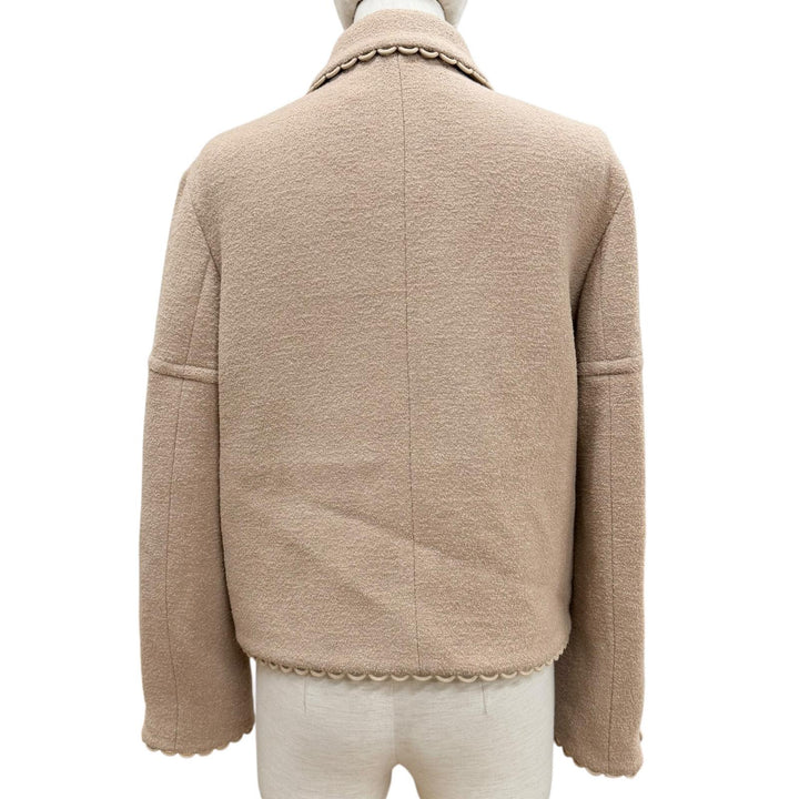 極美品◇Christian Dior 2024年製 411C03P1571 ロゴボタン スカラップエッジ Bow Pea Jacket ジャケット ベージュ 40 イタリア製 正規品