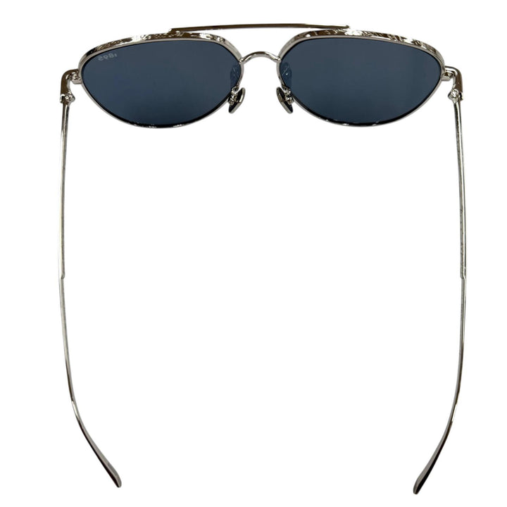 極美品▼Berluti ベルルッティ BL40010U 新型ロゴ カリグラフィ ツーブリッジ ティアドロップ アイウェア サングラス シルバー 59□13