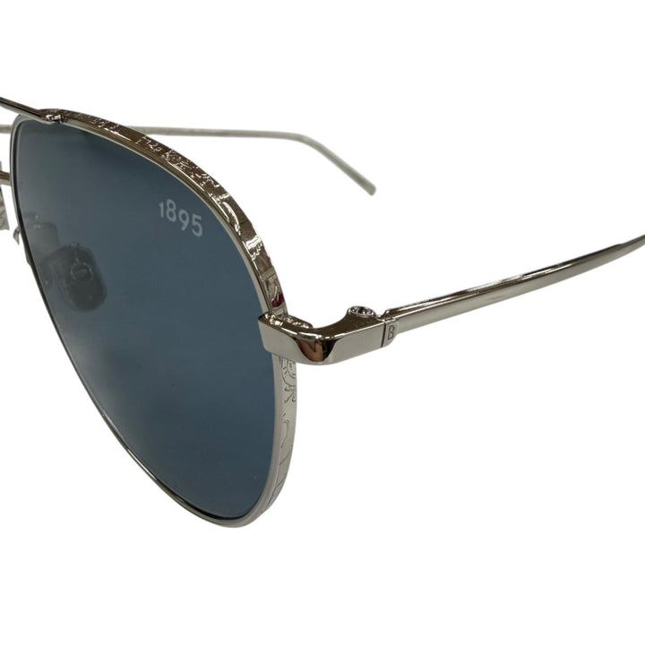 極美品▼Berluti ベルルッティ BL40010U 新型ロゴ カリグラフィ ツーブリッジ ティアドロップ アイウェア サングラス シルバー 59□13