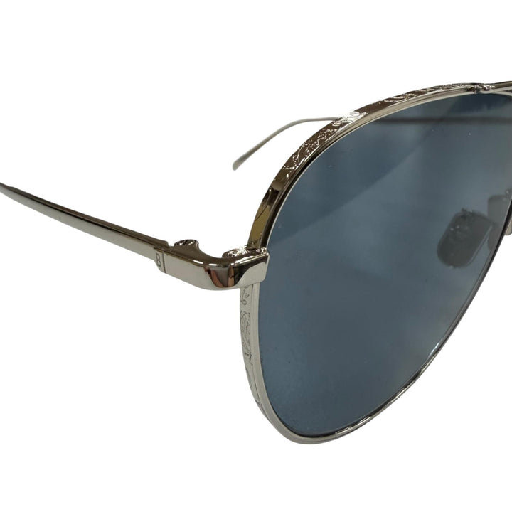 極美品▼Berluti ベルルッティ BL40010U 新型ロゴ カリグラフィ ツーブリッジ ティアドロップ アイウェア サングラス シルバー 59□13