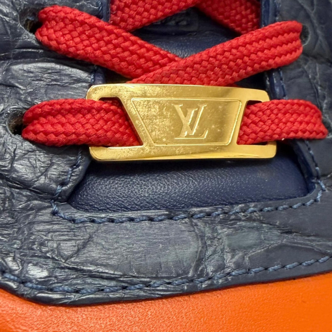 美品□LOUIS VUITTON ルイヴィトン LV ランアウェイライン レザー クロコダイル使い パーソナルオーダー ローカットスニーカー 6.5 伊製
