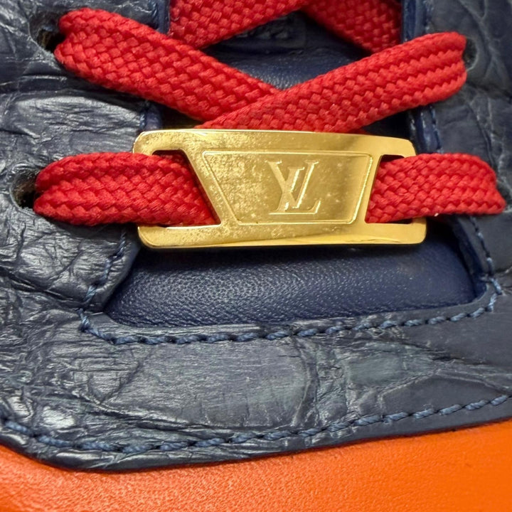 美品□LOUIS VUITTON ルイヴィトン LV ランアウェイライン レザー クロコダイル使い パーソナルオーダー ローカットスニーカー 6.5 伊製