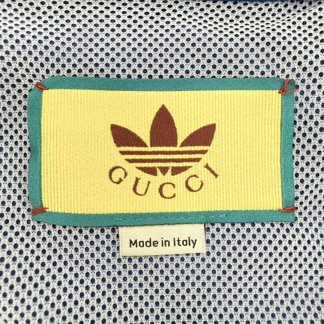 極美品◇GUCCI adidas グッチ アディダス 702298 GG柄 トレフォイル サイドライン ナイロンジャケット 青 38 イタリア製 正規品 メンズ