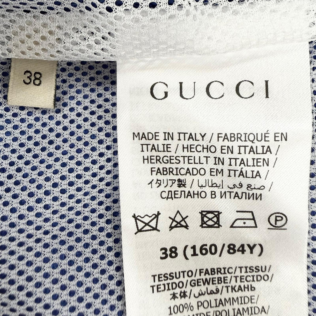極美品◇GUCCI adidas グッチ アディダス 702298 GG柄 トレフォイル サイドライン ナイロンジャケット 青 38 イタリア製 正規品 メンズ