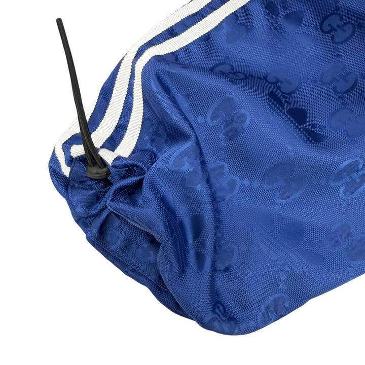 極美品◇GUCCI adidas グッチ アディダス 702298 GG柄 トレフォイル サイドライン ナイロンジャケット 青 38 イタリア製 正規品 メンズ