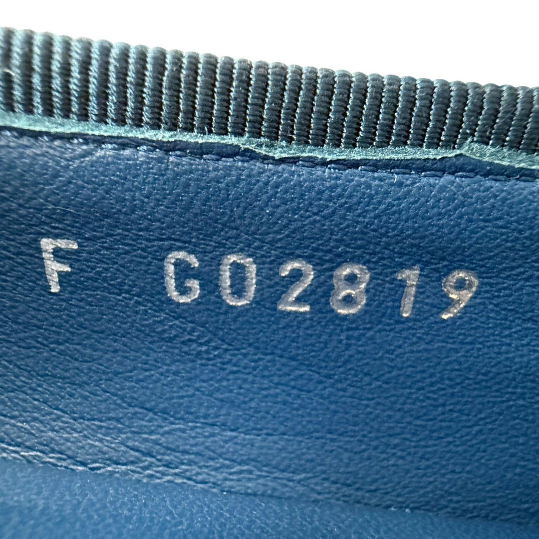 美品☆CHANEL シャネル G02819 バレリーナ ココマーク リボン レザー フラットパンプス バレエシューズ ネイビー 35.5 イタリア製