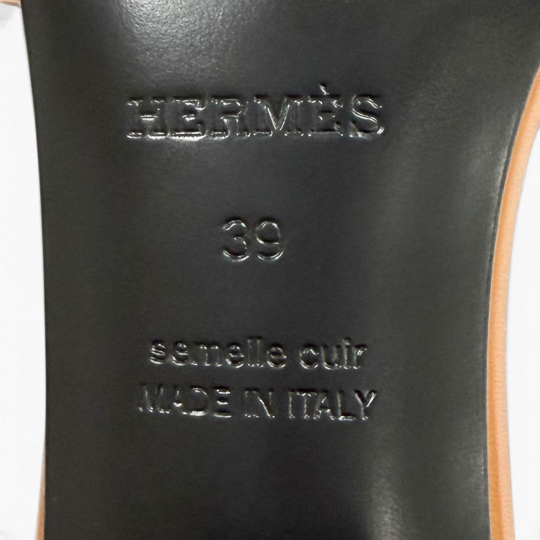 極美品★HERMES エルメス 2023年製 231063Z ジジ ナチュラル ケリー金具 チャンキーヒール レザー サンダル 39 イタリア製 箱・保存袋付