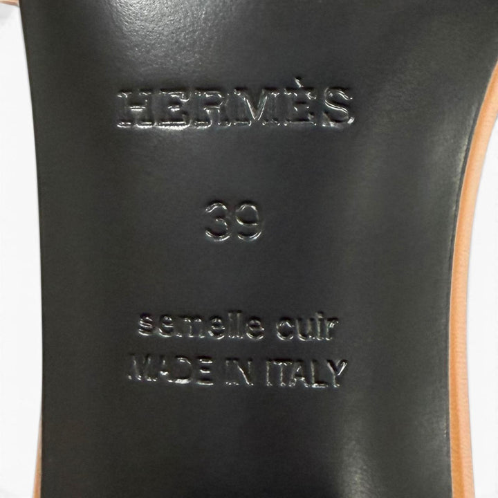 極美品★HERMES エルメス 2023年製 231063Z ジジ ナチュラル ケリー金具 チャンキーヒール レザー サンダル 39 イタリア製 箱・保存袋付