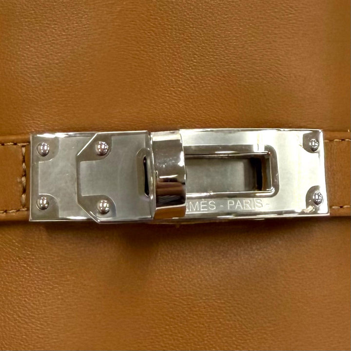 極美品★HERMES エルメス 2023年製 231063Z ジジ ナチュラル ケリー金具 チャンキーヒール レザー サンダル 39 イタリア製 箱・保存袋付