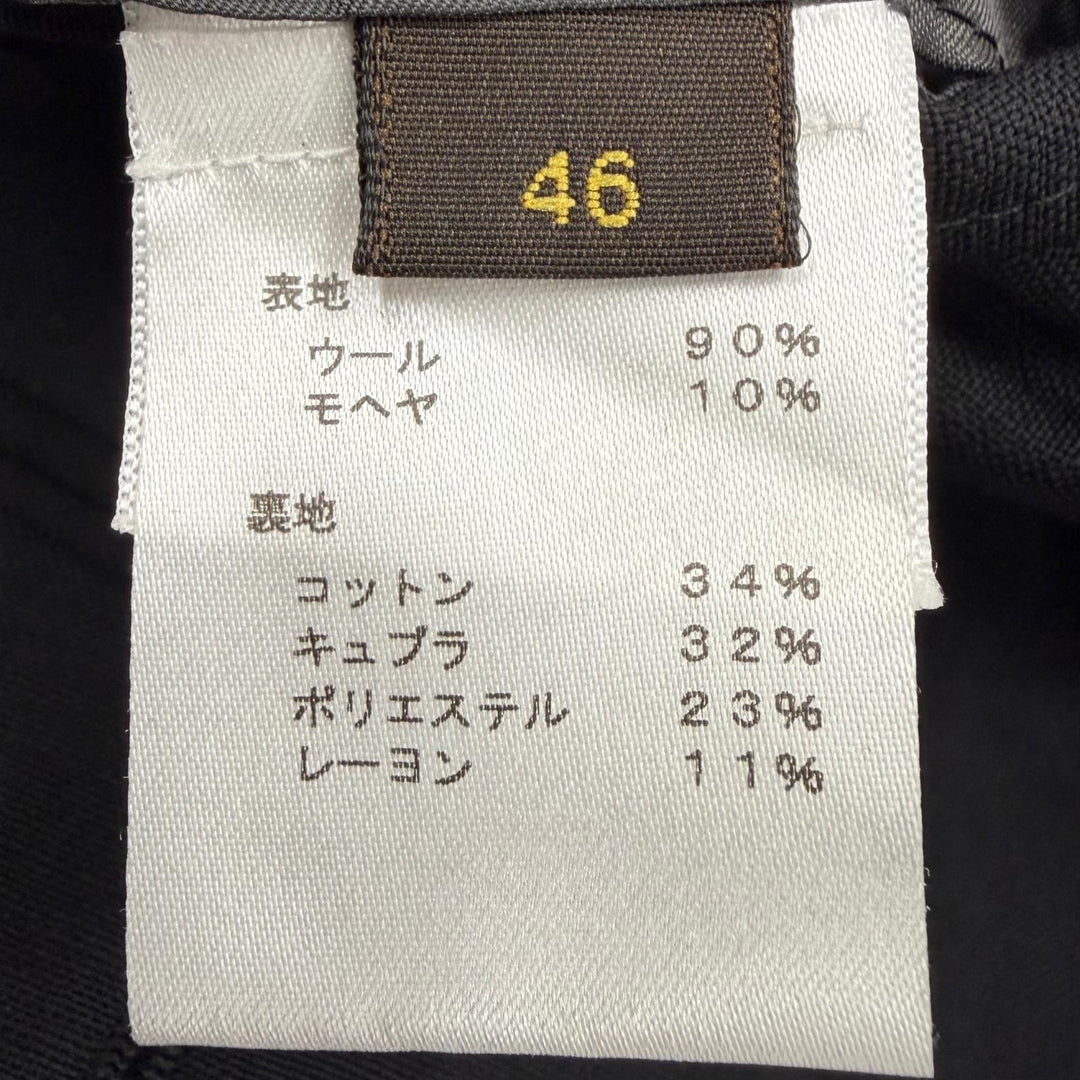 美品▼LOUIS VUITTON ルイヴィトン TAILOR MADE ウール モヘア ロゴ入ボタン シングルスーツ セットアップ ブラック 46 S-XS相当 正規品