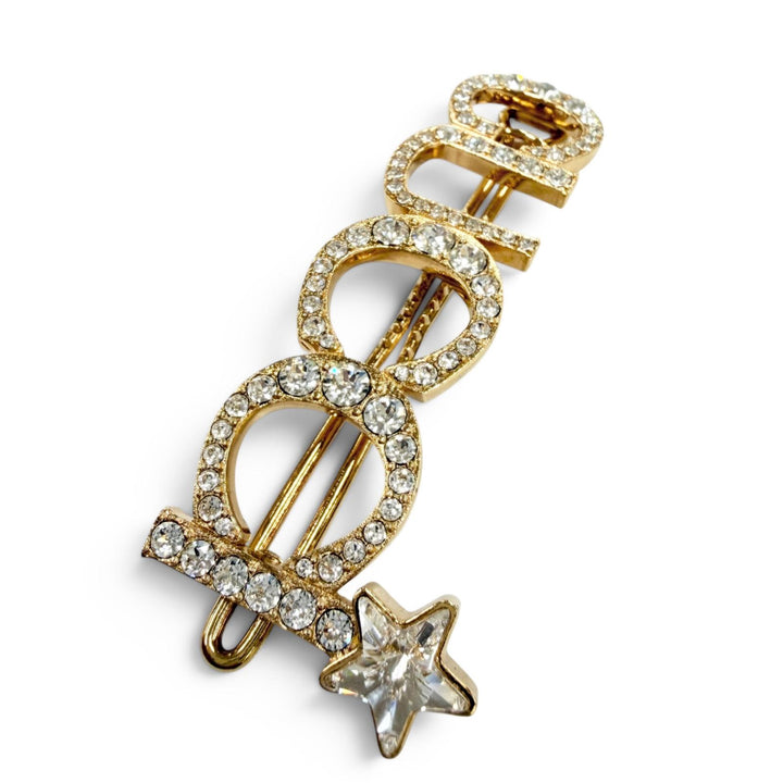 美品☆GUCCI グッチ 729104 ロゴデザイン ラインストーン ヘアアクセサリー ヘアクリップ ゴールド シルバー イタリア製 保存袋付き