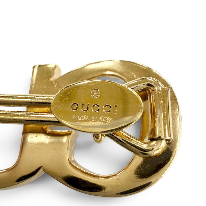 美品☆GUCCI グッチ 729104 ロゴデザイン ラインストーン ヘアアクセサリー ヘアクリップ ゴールド シルバー イタリア製 保存袋付き