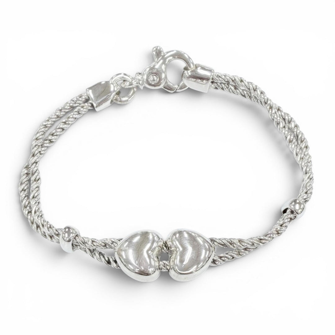 極美品◇TIFFANY&amp;Co. ティファニー ヴィンテージ 925 ハート ダブルロープ ブレスレット 腕輪 シルバー イタリア製 重量19.0g レディース