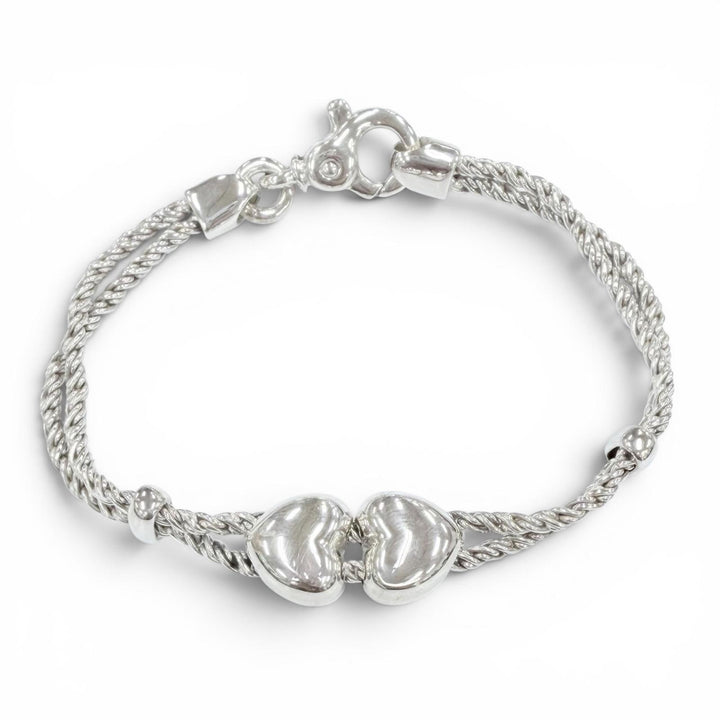 極美品◇TIFFANY&amp;Co. ティファニー ヴィンテージ 925 ハート ダブルロープ ブレスレット 腕輪 シルバー イタリア製 重量19.0g レディース