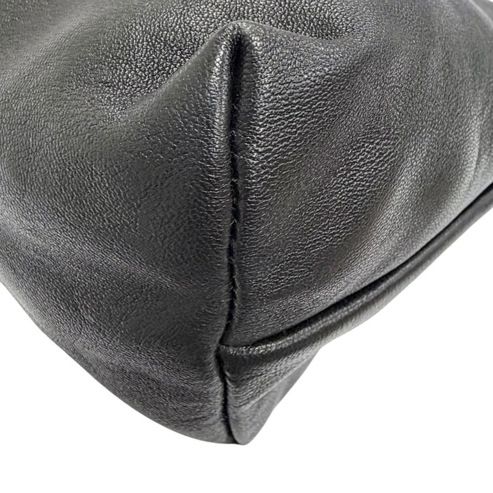 美品△JIL SANDER ジルサンダー RABBIT ラビット ポーチ ミディアム ラムレザー ウサギ ブラック ゴールド金具 イタリア製 定価94600円