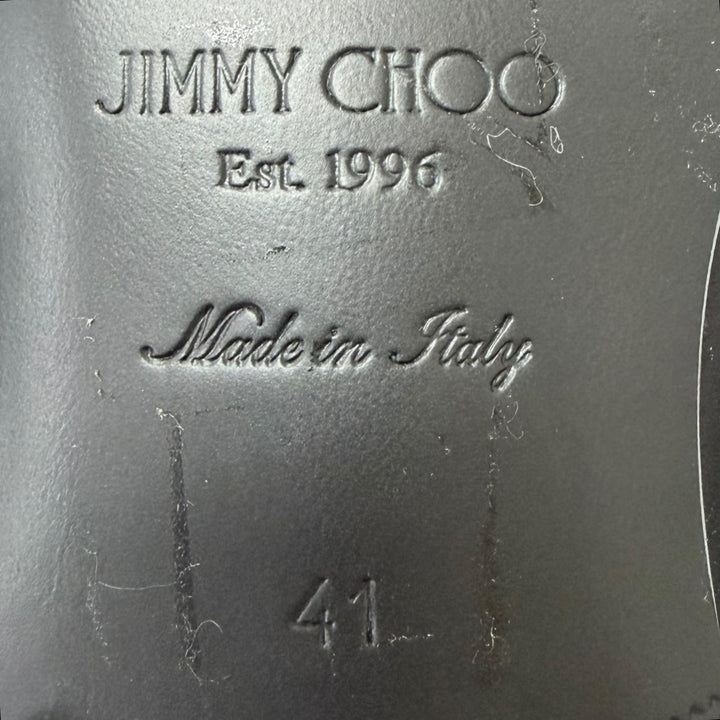 未使用品□JIMMY CHOO ジミーチュウ SLOANE レザー スタースタッズ モカシン フラットシューズ ローファー ブラック 41 イタリア製