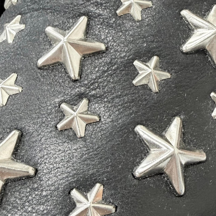 未使用品□JIMMY CHOO ジミーチュウ SLOANE レザー スタースタッズ モカシン フラットシューズ ローファー ブラック 41 イタリア製